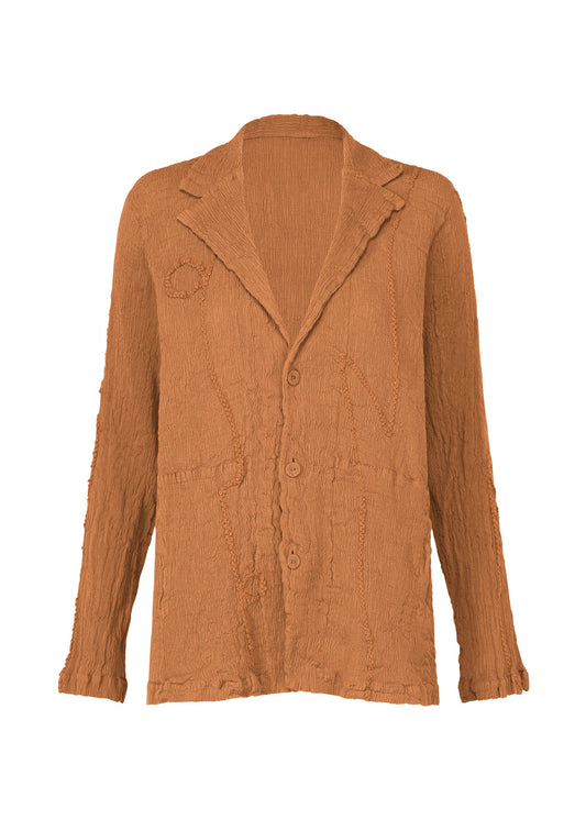 A product shot of the HAAT KYO CHIJIMI EMB jacket in camel (42).