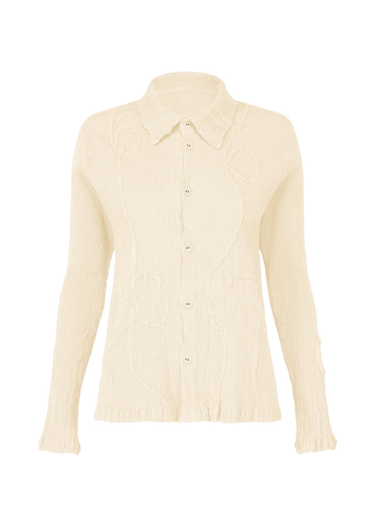 A product shot of the HAAT KYO CHIJIMI EMB jacket in off white (02).