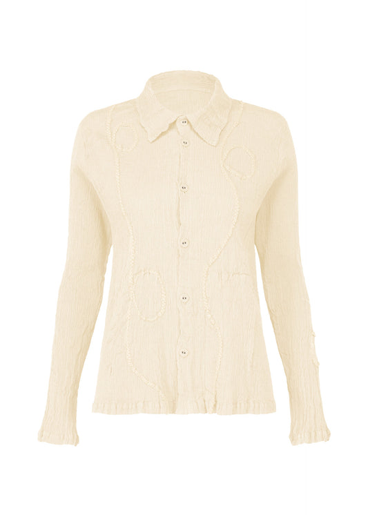 A product shot of the HAAT KYO CHIJIMI EMB jacket in off white (02).