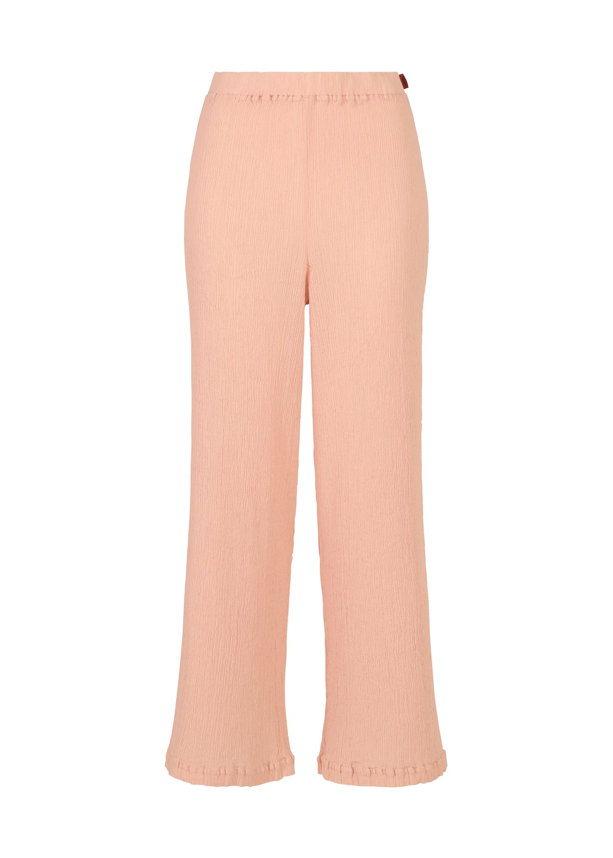 A product shot of the HAAT KYO CHIJIMI FEBRUARY trousers in pale pink (21).