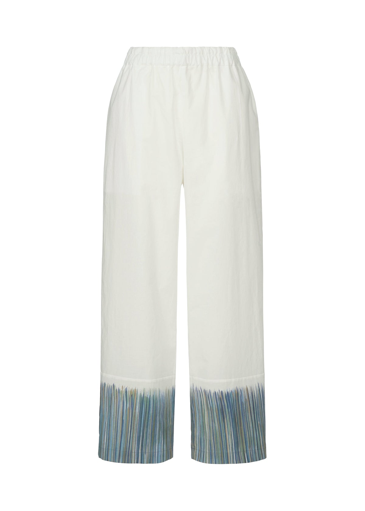 A product shot of the HaaT SAZANAMI trousers in blue.