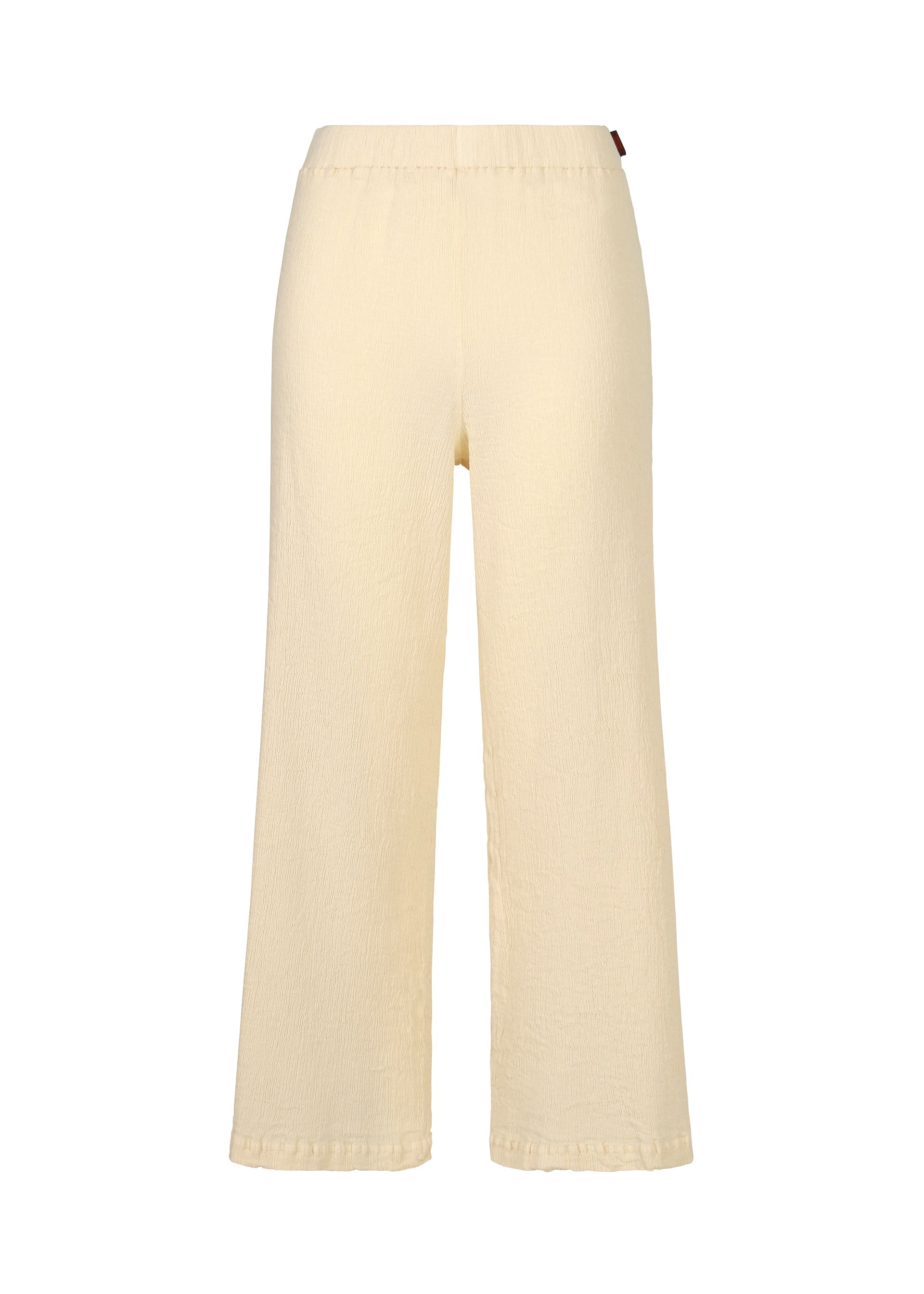 A product shot of the HAAT KYO CHIJIMI ITAJIME trousers in ivory (03).