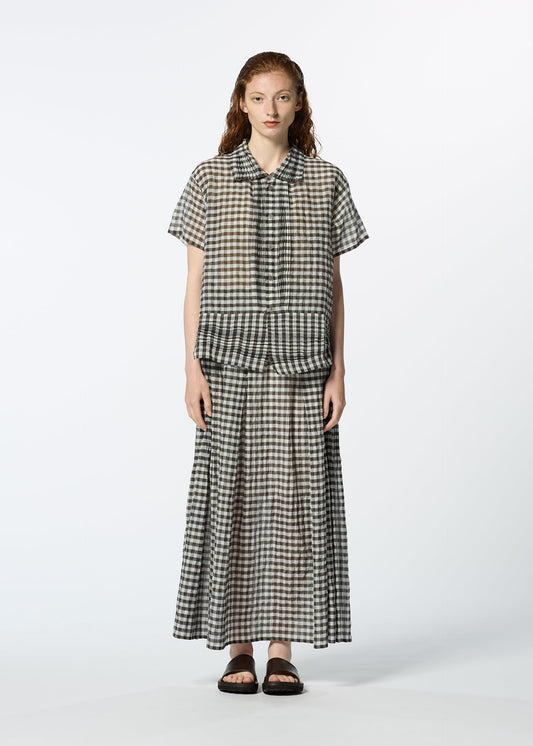 A model wears the HAAT 2 SIDE PINTUCKING skirt.