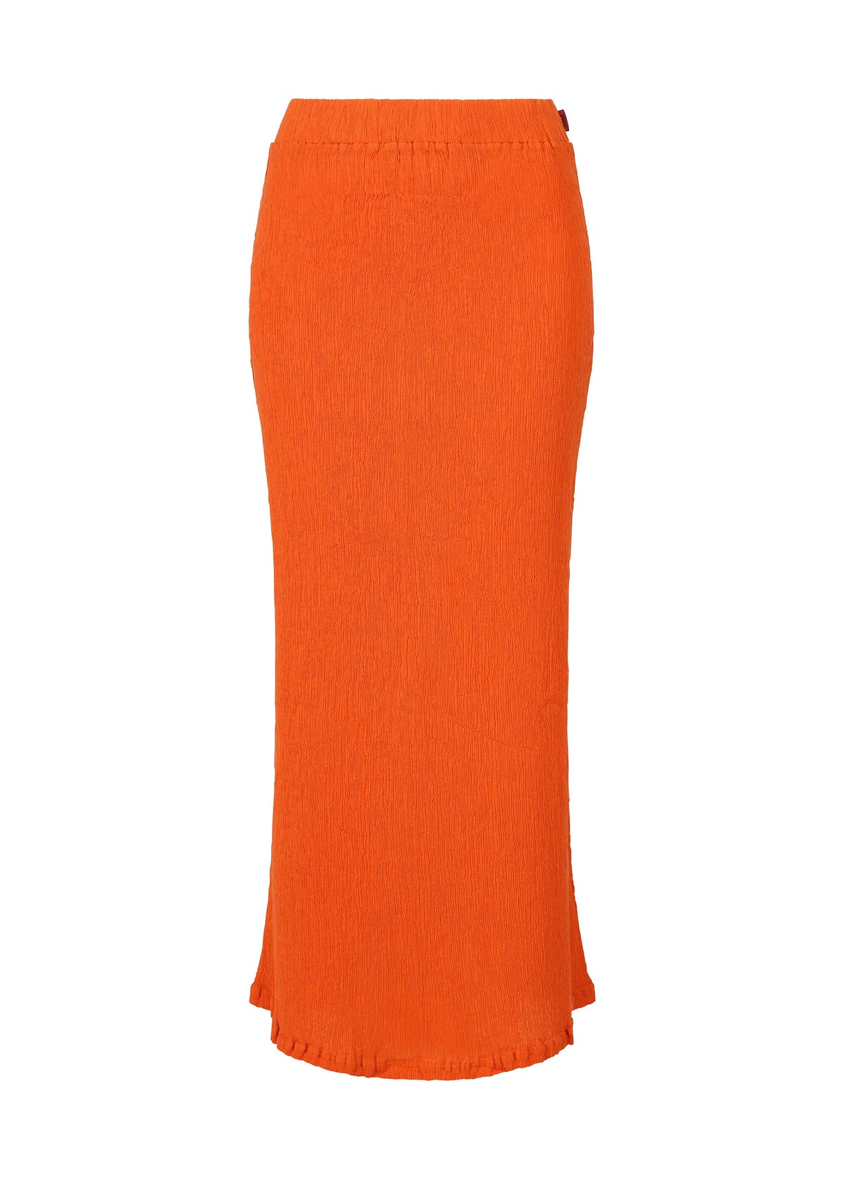 A product shot of the HAAT KYO CHIJIMI MAY skirt in orange (32).
