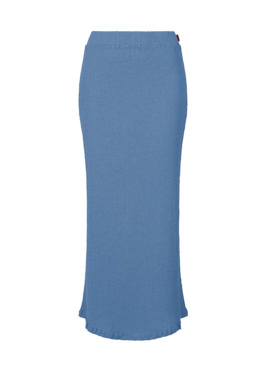 A product shot of the HAAT KYO CHIJIMI MAY skirt in blue (72).