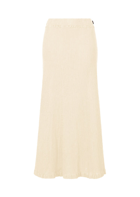 A product shot of the HAAT KYO CHIJIMI EMB skirt in off white (02).