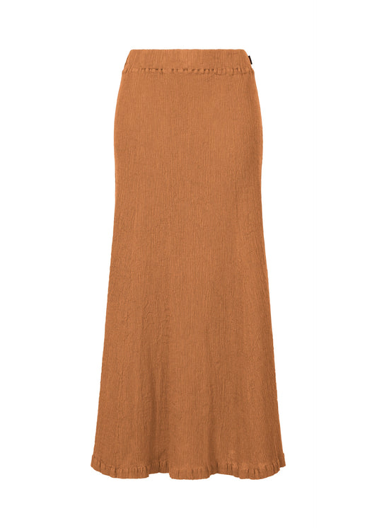 A product shot of the HAAT KYO CHIJIMI EMB skirt in camel (42).