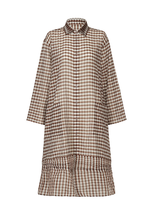 A product shot of the HAAT 2 SIDE PINTUCKING dress in brown (44).