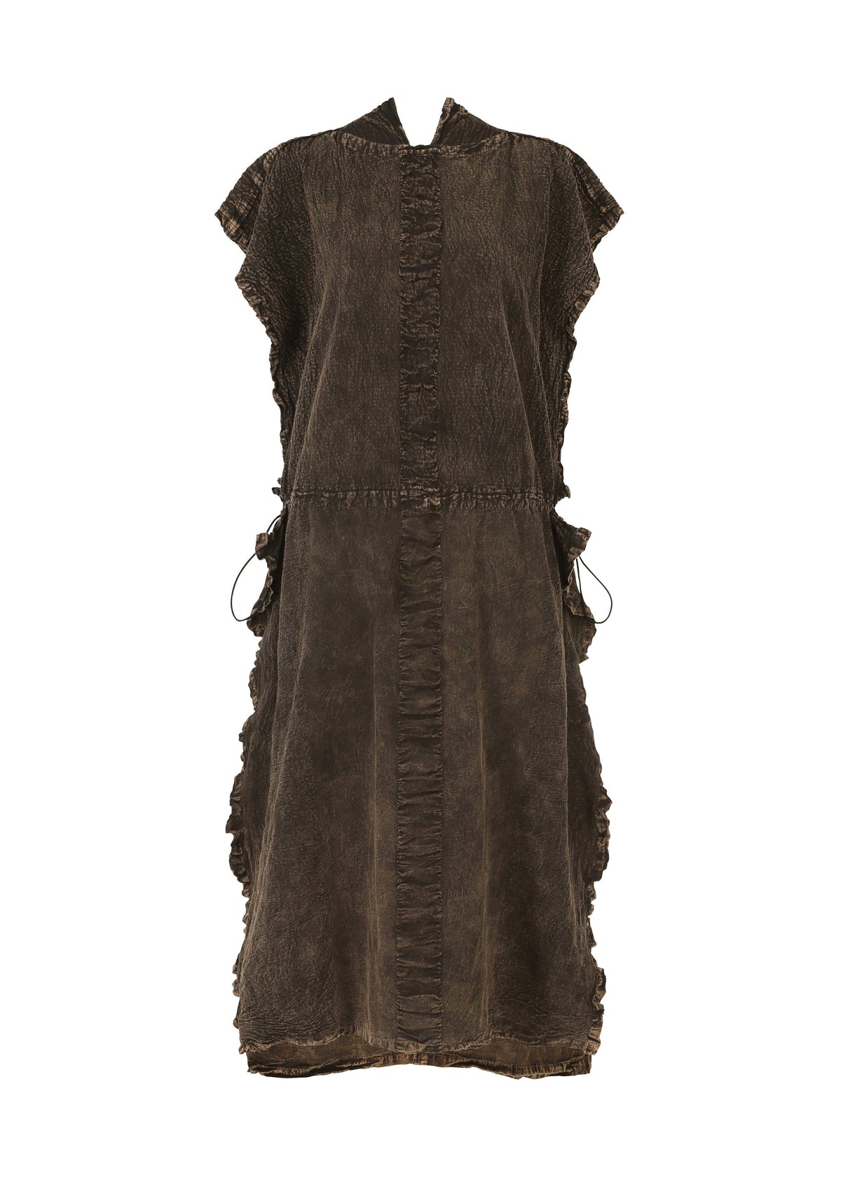 A product shot of the HAAT TENMOKU COTTON dress in brown (44).