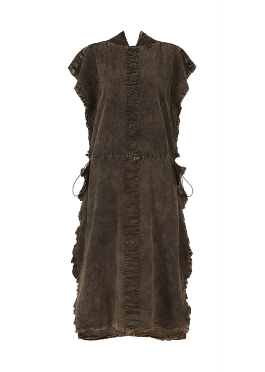 A product shot of the HAAT TENMOKU COTTON dress in brown (44).