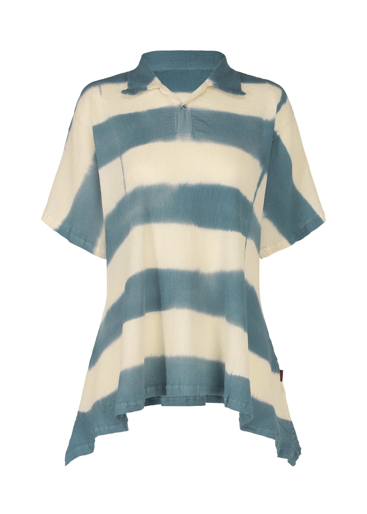 A product shot of the HAAT KYO CHIJIMI ITAJIME shirt in blue (72).