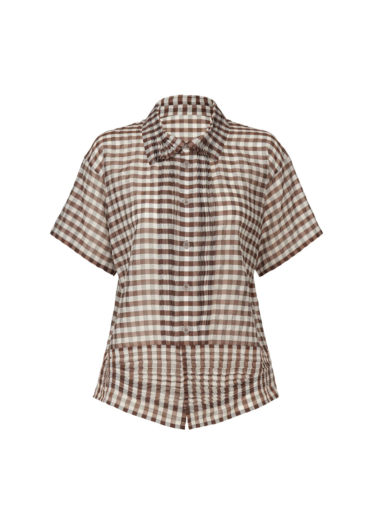 A product shot of the HAAT 2 SIDE PINTUCKING shirt in brown (44).