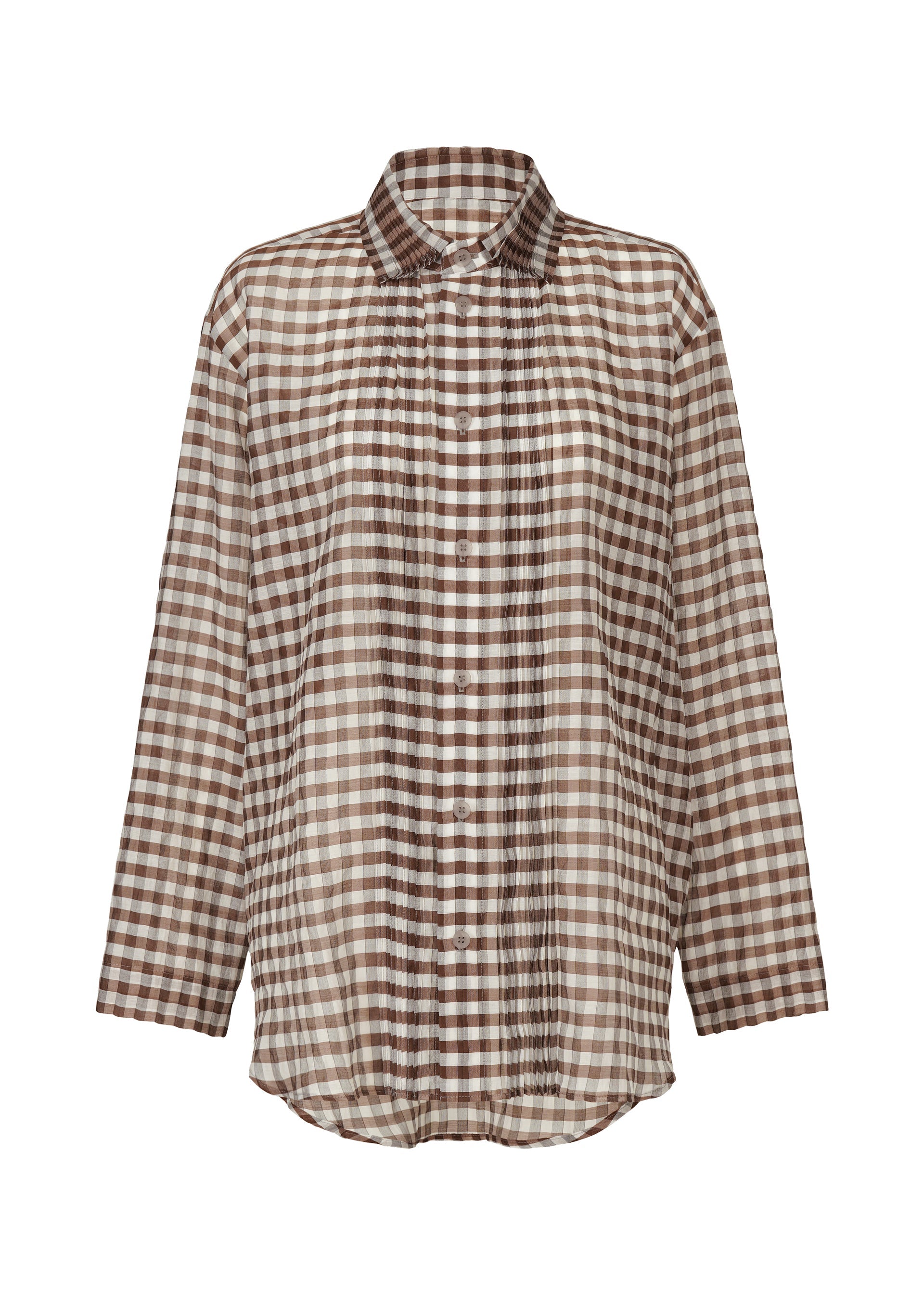 A product shot of the HAAT 2 SIDE PINTUCKING shirt in brown (44).