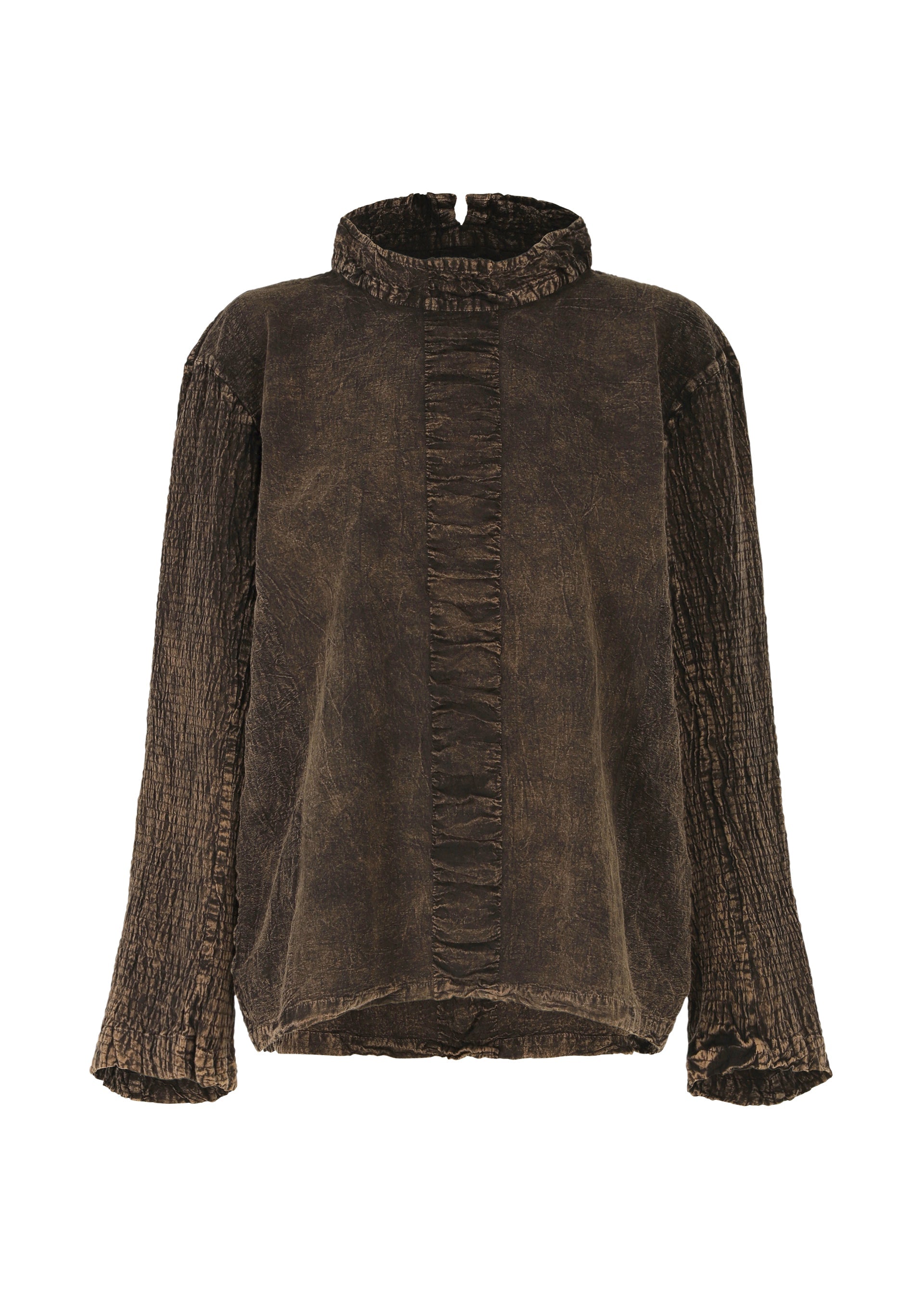A product shot of the HAAT TENMOKU COTTON shirt in brown (44).