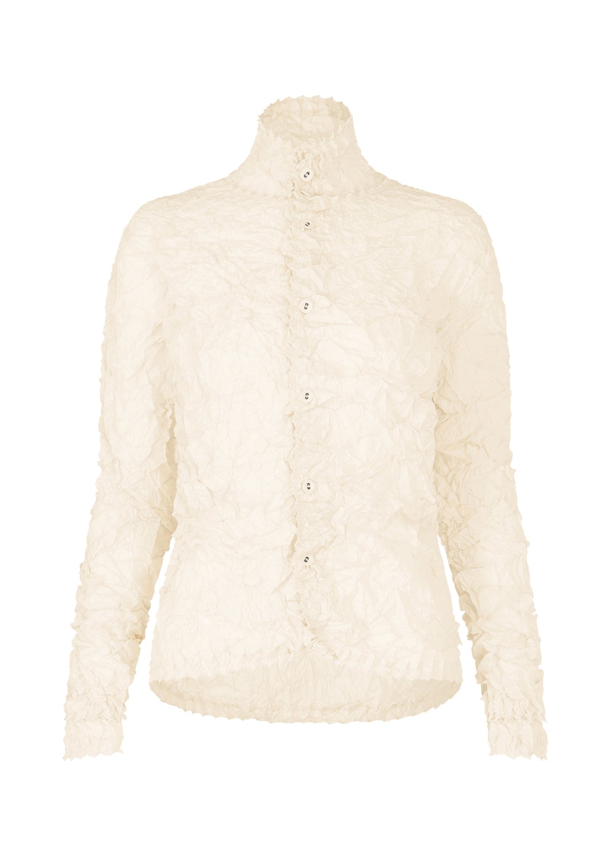A product shot of the HAAT KUMO SHIBORI SHIRT cardigan in white (01).