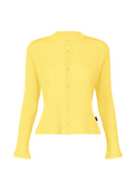 A product shot of the HAAT KYO CHIJIMI MAY cardigan in yellow (52).