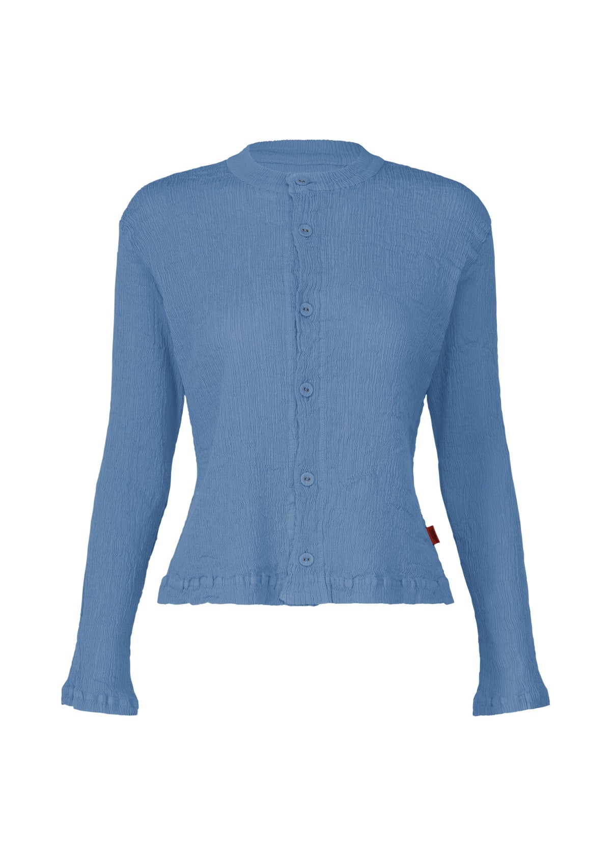 A product shot of the HAAT KYO CHIJIMI MAY cardigan in blue (72).