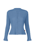 A product shot of the HAAT KYO CHIJIMI MAY cardigan in blue (72).