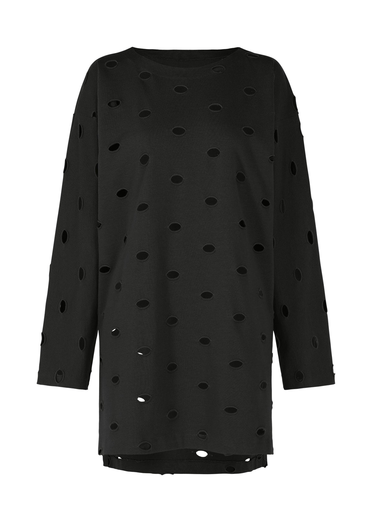 A product shot of the HAAT HOLES tunic in black (15).