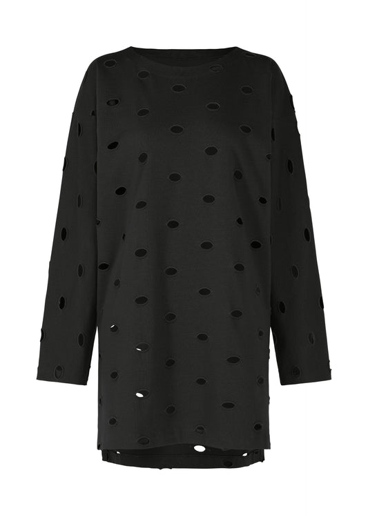A product shot of the HAAT HOLES tunic in black (15).