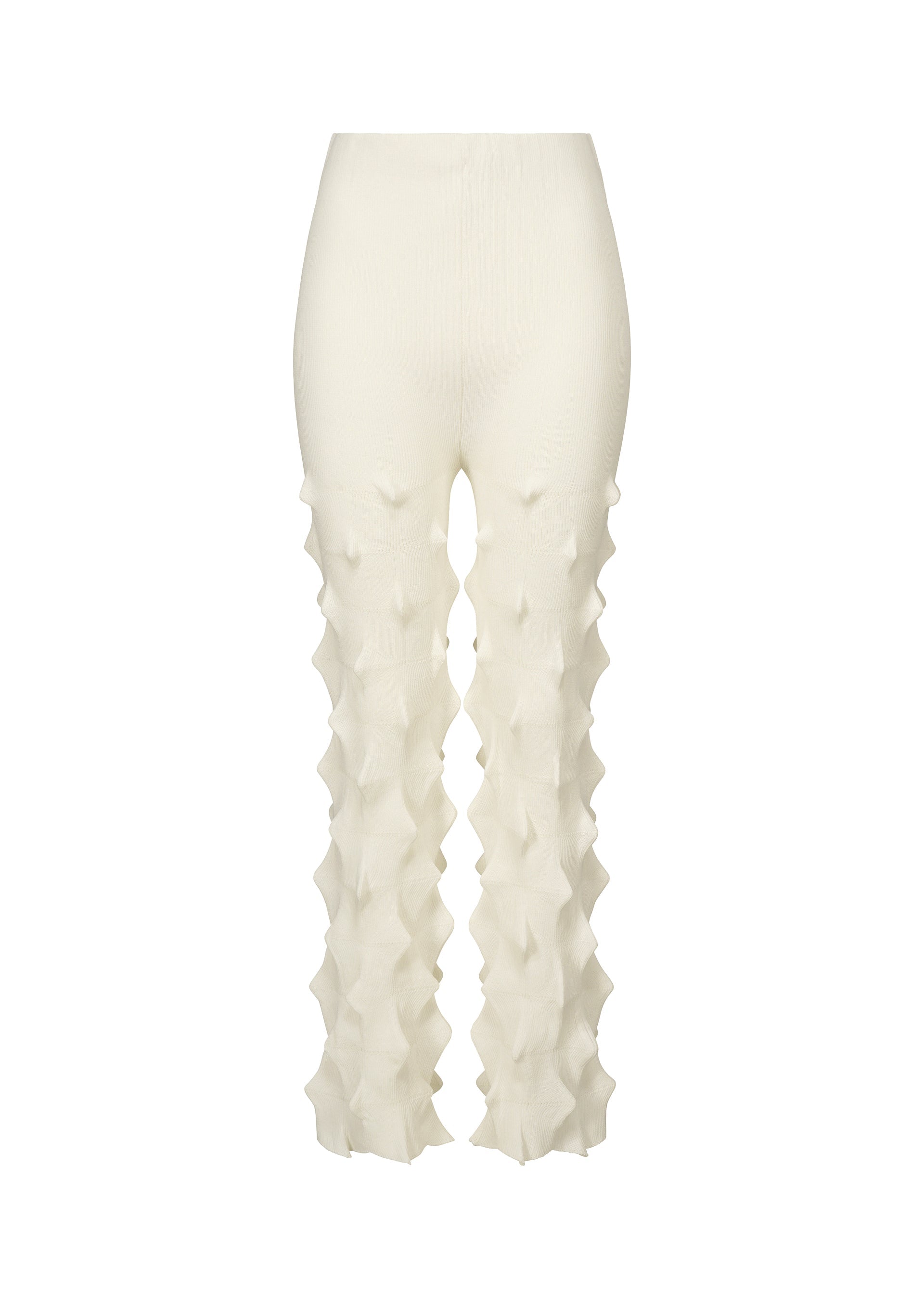 A product shot of the HAAT ZIG ZAG KNIT trousers in white (01).