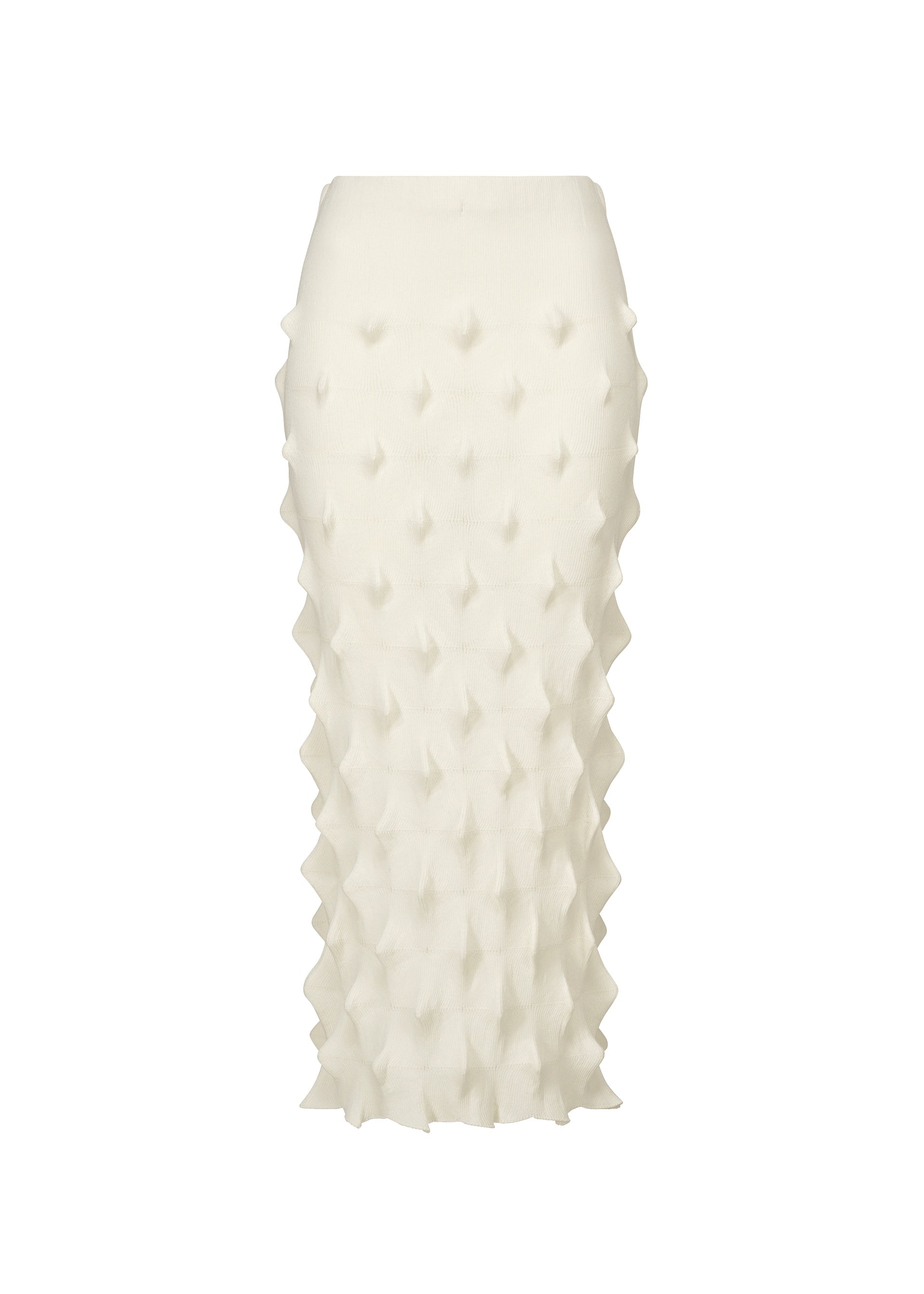A product shot of the HAAT ZIG ZAG KNIT skirt in white (01).