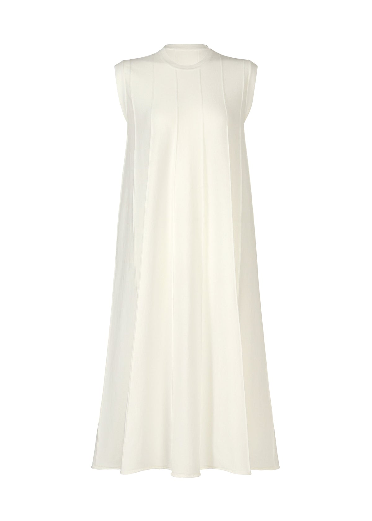 A product shot of the HAAT RADIAL LINE KNIT dress in white (01).