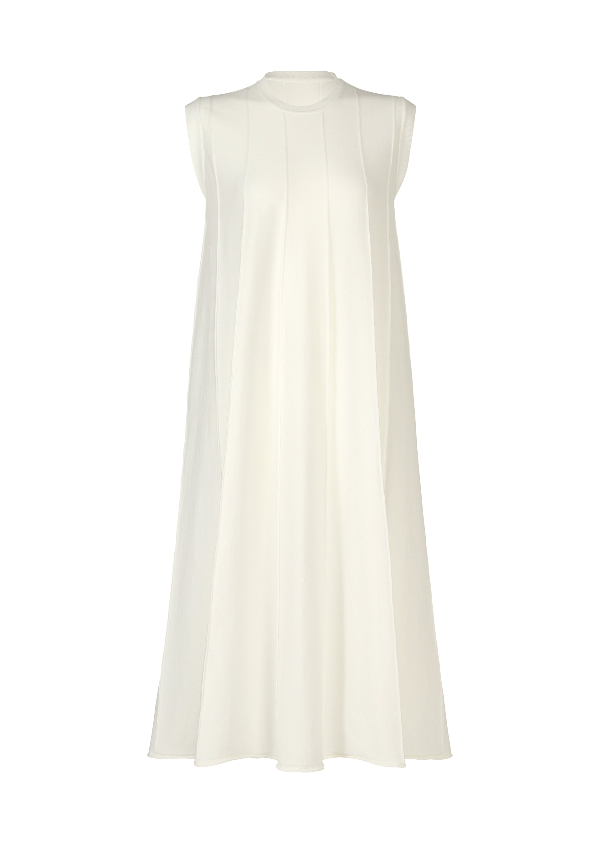 A product shot of the HAAT RADIAL LINE KNIT dress in white (01).