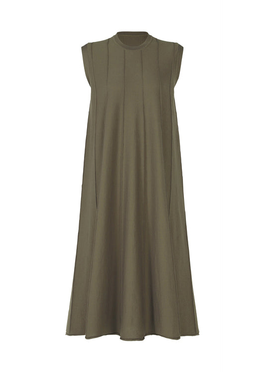 A product shot of the HAAT RADIAL LINE KNIT dress in khaki (65).
