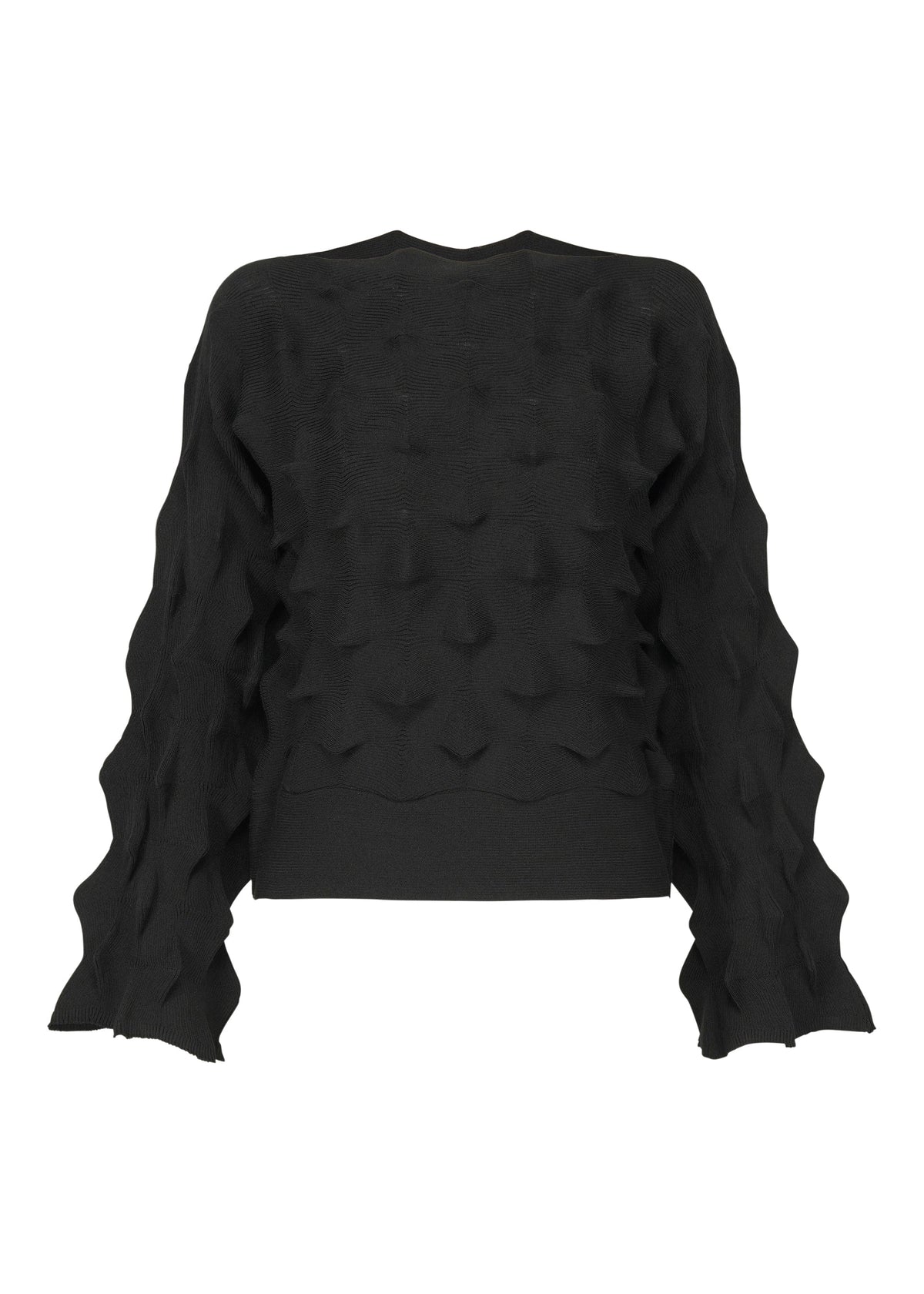 A product shot of the HAAT ZIG ZAG KNIT shirt in black (15).