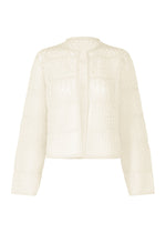 A product shot of the HAAT CURLING SHEER KNIT cardigan in white (01).