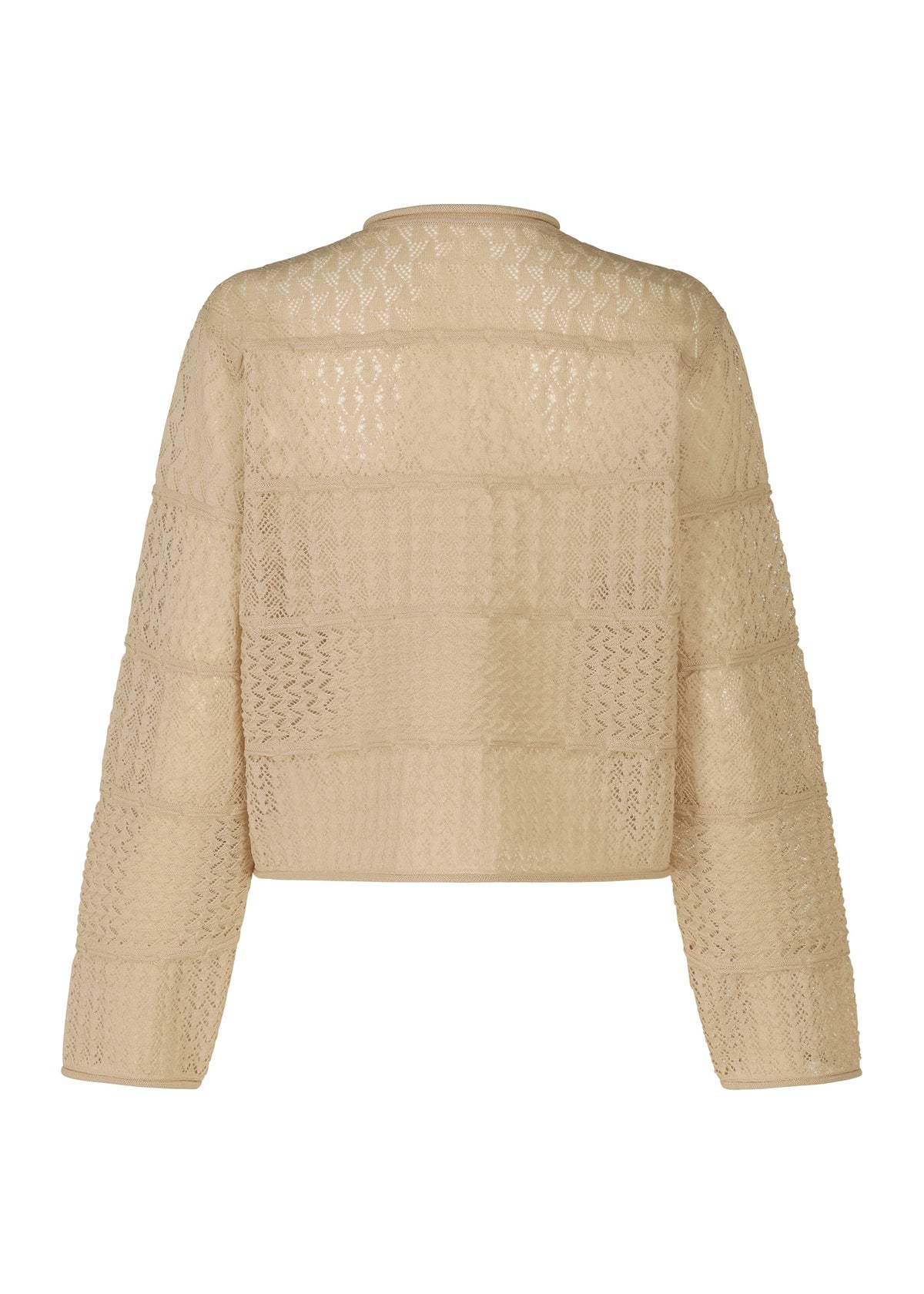 A detail shot of the HAAT CURLING SHEER KNIT cardigan.