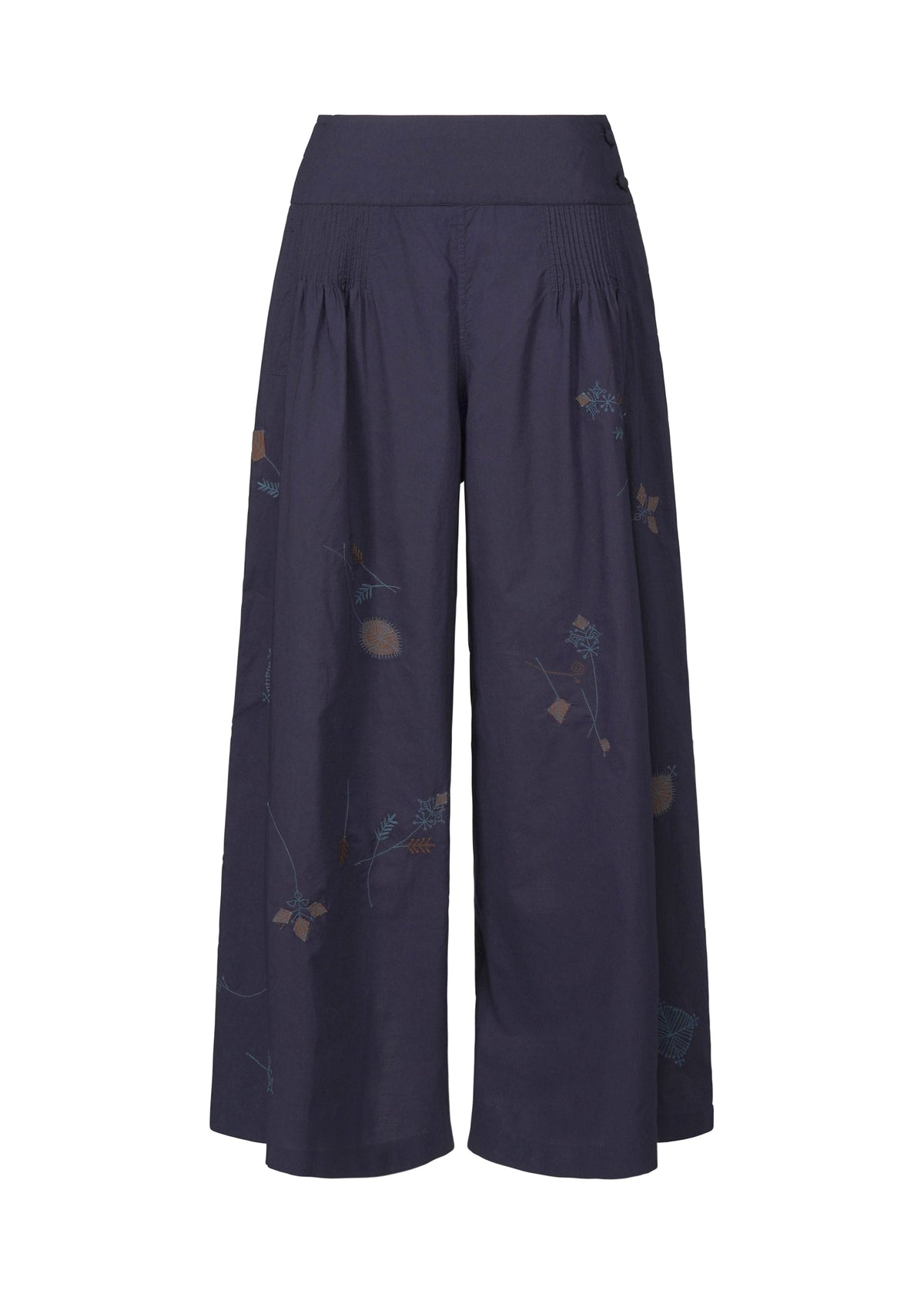 A product shot of the HAAT DAMI LEAVES trousers in indigo (78).