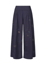 A product shot of the HAAT DAMI LEAVES trousers in indigo (78).