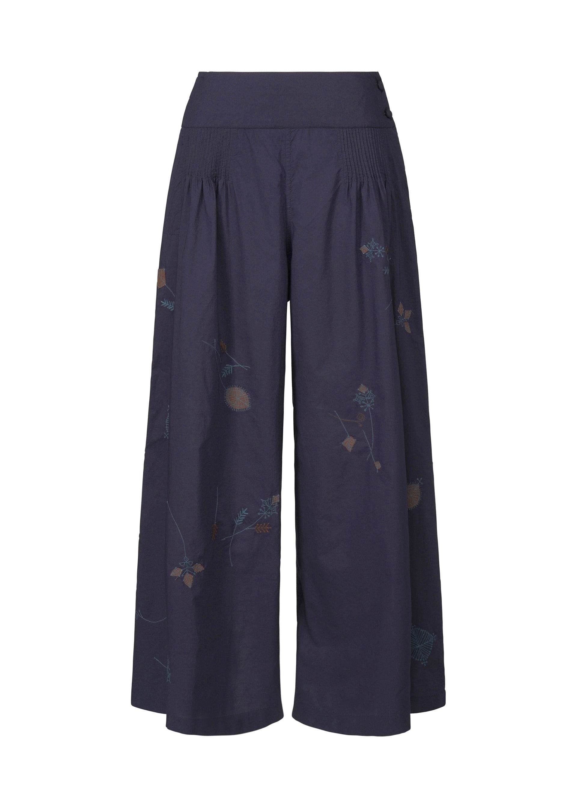 A product shot of the HAAT DAMI LEAVES trousers in indigo (78).