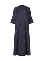 A product shot of the HAAT DAMI LEAVES dress in indigo (78).
