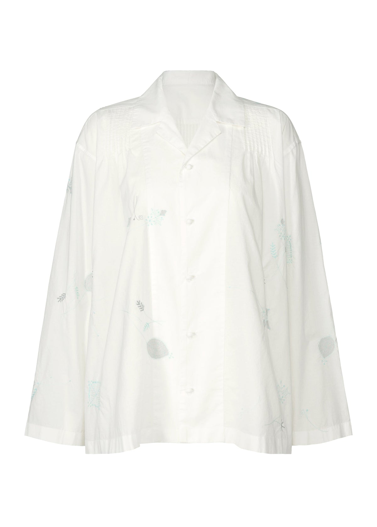 A product shot of the HAAT DAMI LEAVES shirt in white (01).