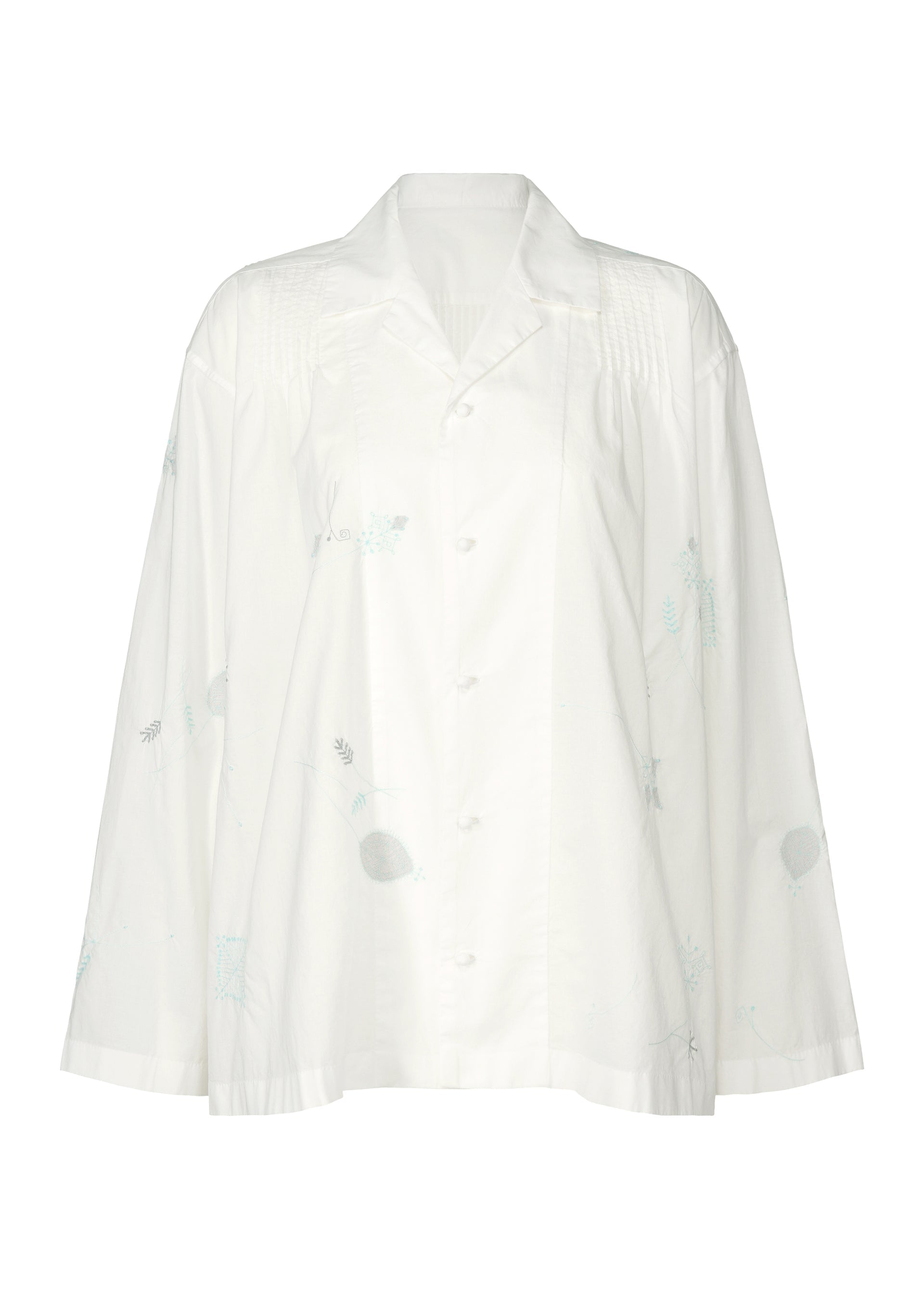 A product shot of the HAAT DAMI LEAVES shirt in white (01).