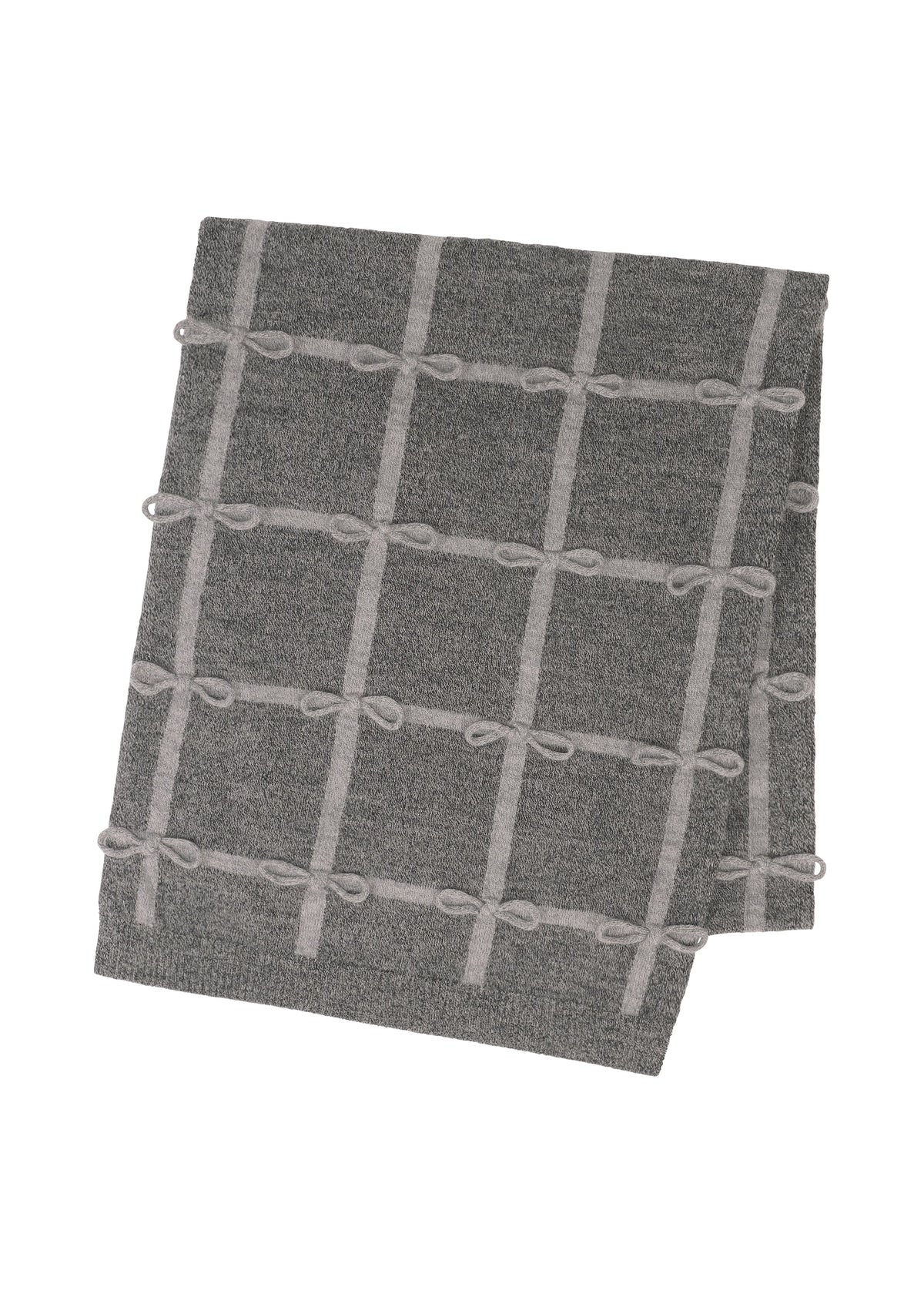 A product shot of the HaaT RIBBON KNIT stole in gray.
