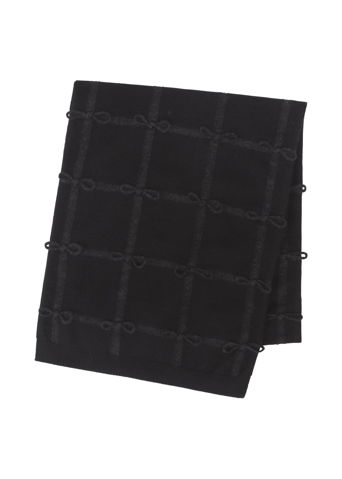 A product shot of the HaaT RIBBON KNIT stole in black.