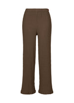 A product shot of the HaaT KYO CHIJIMI AUGUST trousers in dark brown.
