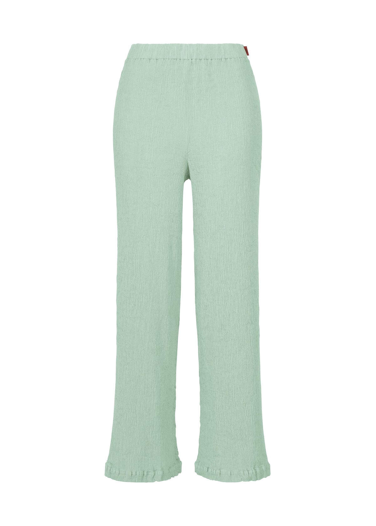 A product shot of the HaaT KYO CHIJIMI AUGUST trousers in pale blue.
