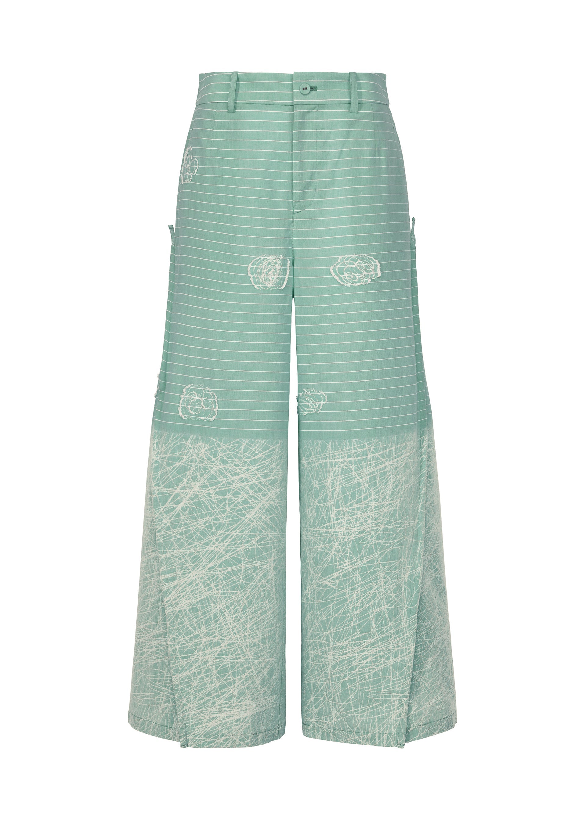 A product shot of the HaaT ONE STROKE DRAW trousers in light green.
