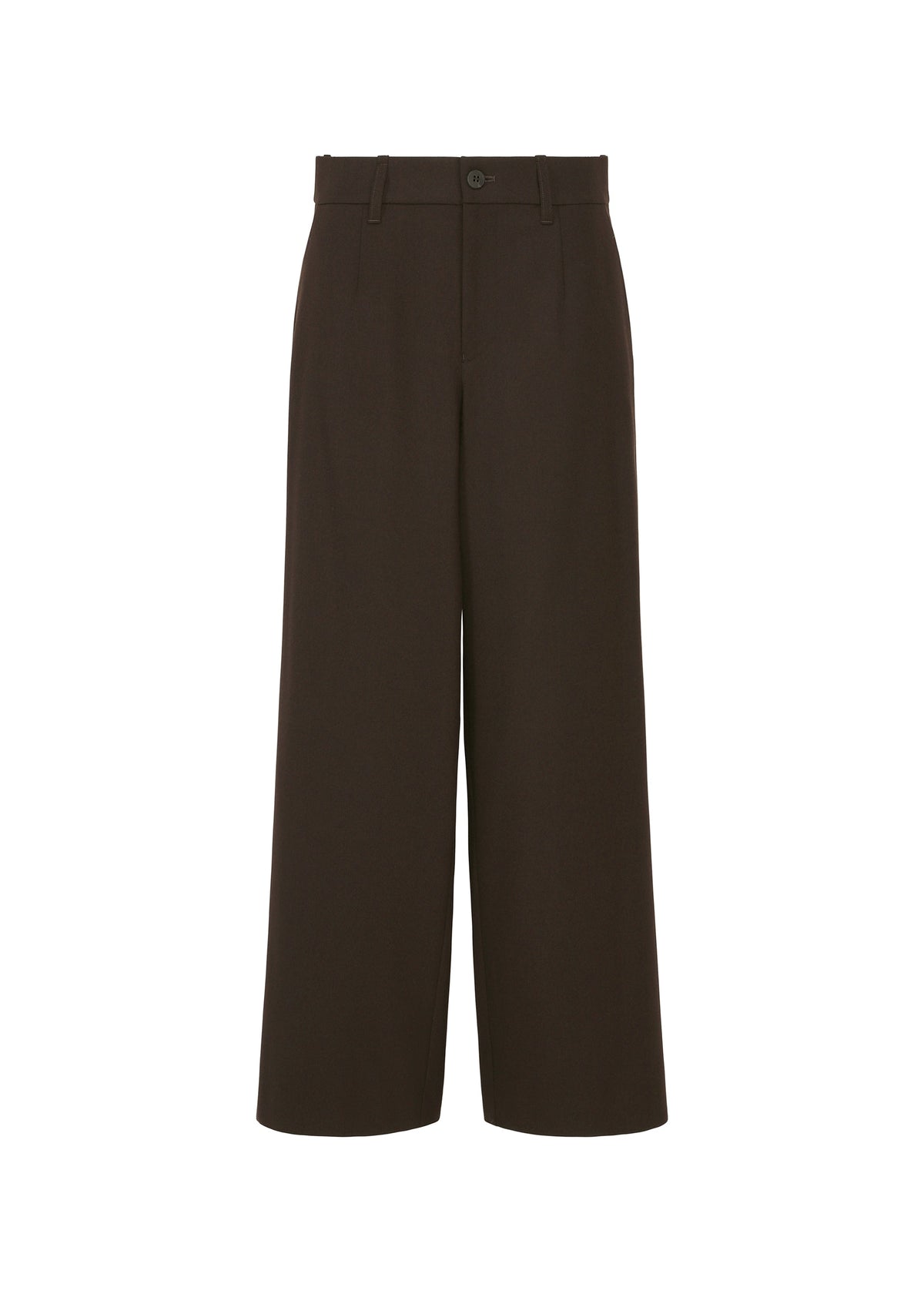A product shot of the HaaT FLANNEL BOTTOM trousers in dark brown.
