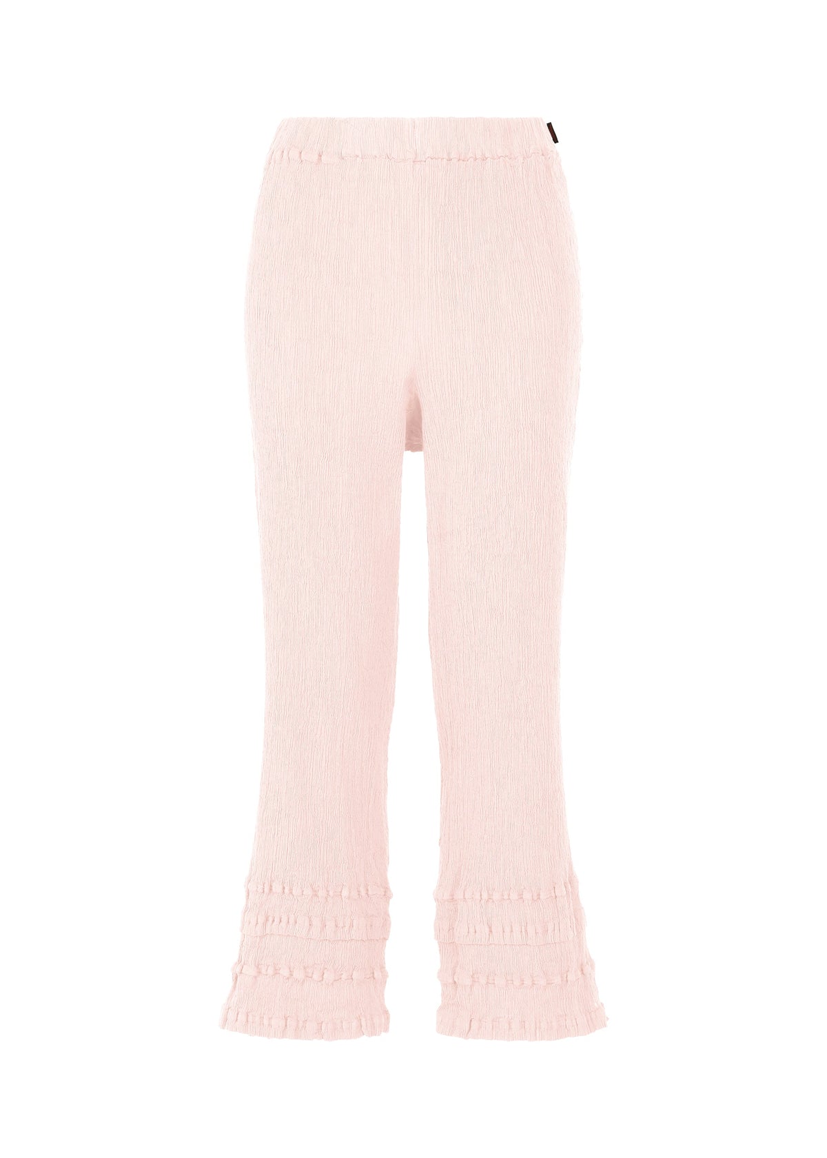 A product shot of the HaaT KYO CHIJIMI TSUCHIKABE trousers in light pink.