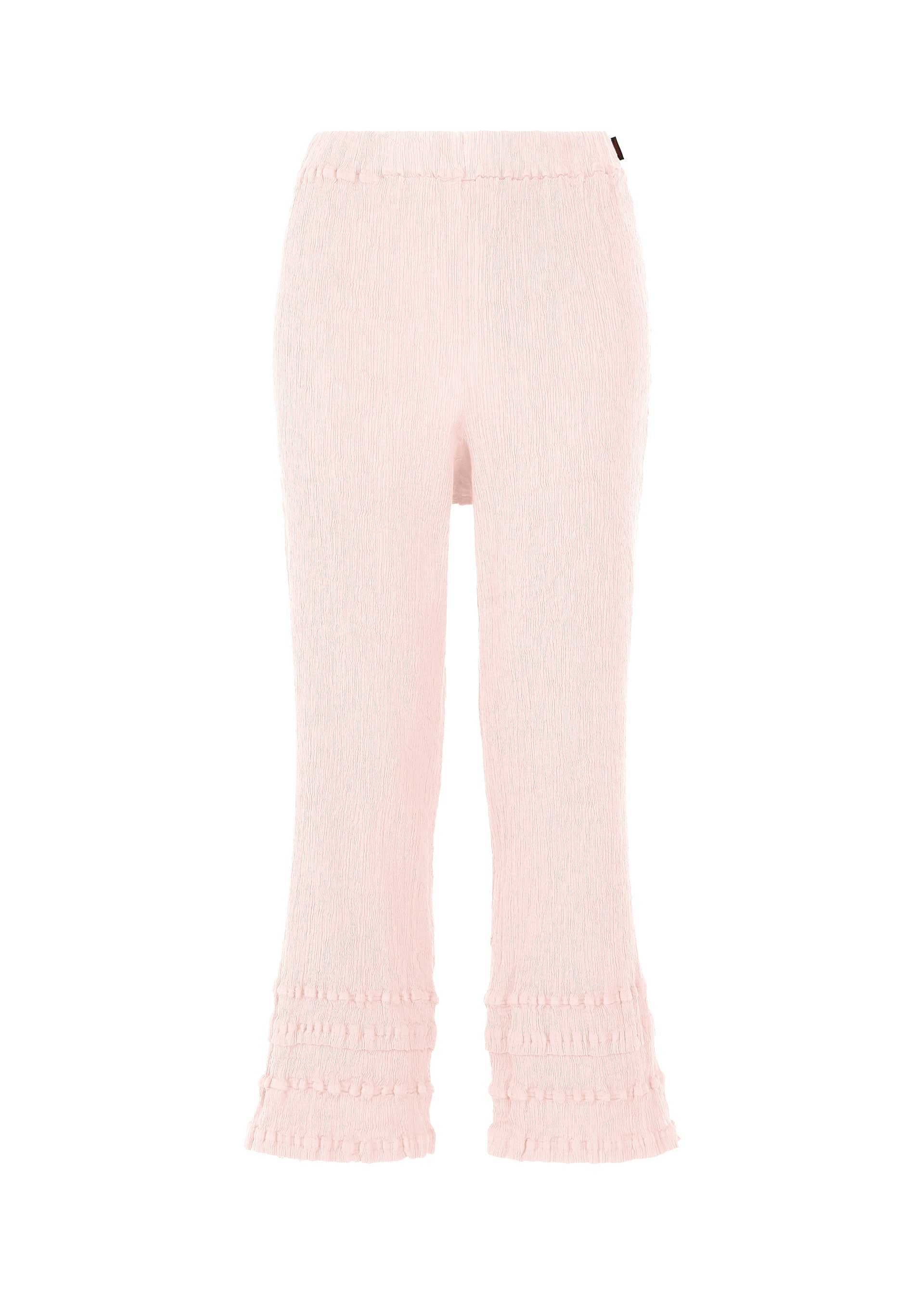 A product shot of the HaaT KYO CHIJIMI TSUCHIKABE trousers in light pink.