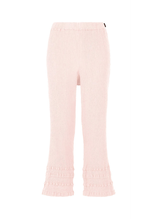 A product shot of the HaaT KYO CHIJIMI TSUCHIKABE trousers in light pink.
