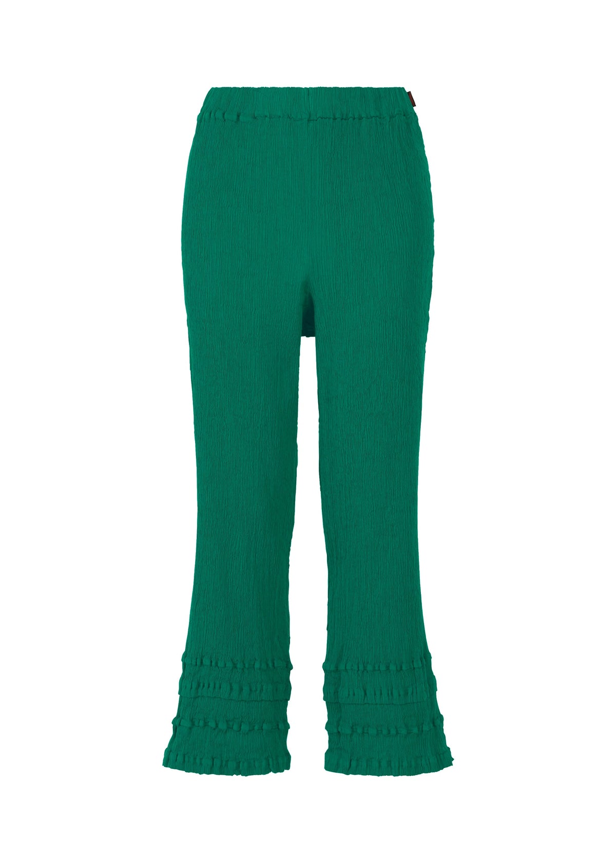 A product shot of the HaaT KYO CHIJIMI TSUCHIKABE trousers in green.