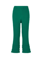 A product shot of the HaaT KYO CHIJIMI TSUCHIKABE trousers in green.