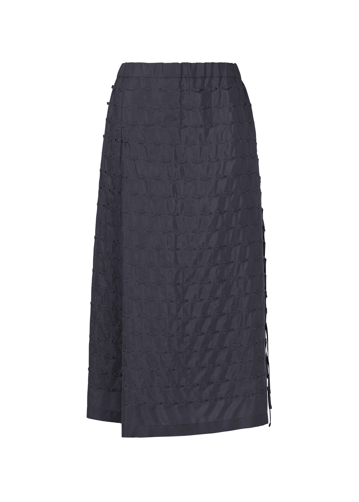 A product shot of the HaaT HOLE & LINE skirt in navy.